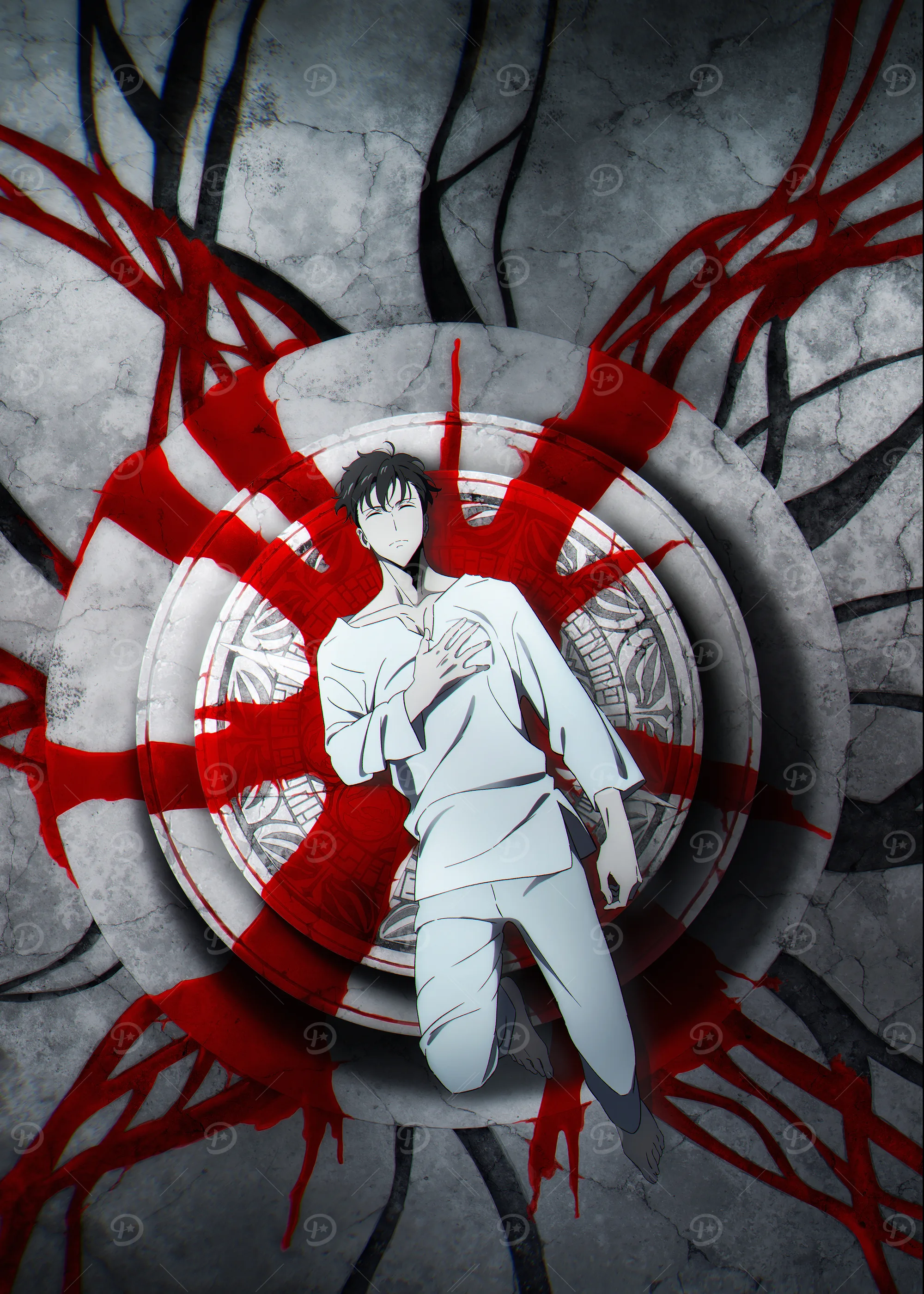 Solo Leveling: Sung Jinwoo em Cinza e Vermelho